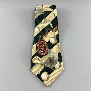 Corporate Casual by Van Heusen Green / Beige Golf Men's Tie 3 3/4" x 59" Vintage